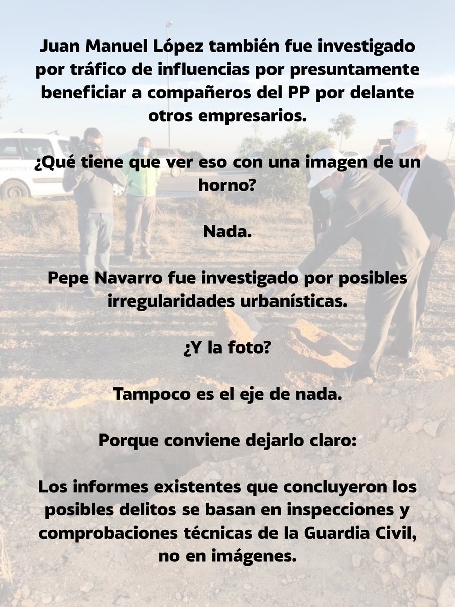 mairena_primero's tweet photo. LAS MENTIRAS DE RICARDO SÁNCHEZ

Las investigaciones del “Caso Crematorio” no se basan en ninguna foto, sino en informes técnicos de la Guardia Civil. Hablar de imágenes es un intento de desviar la atención de los hechos, en un procedimiento que sigue abierto.

#MairenaDelAlcor https://t.co/veLeh5PDq4