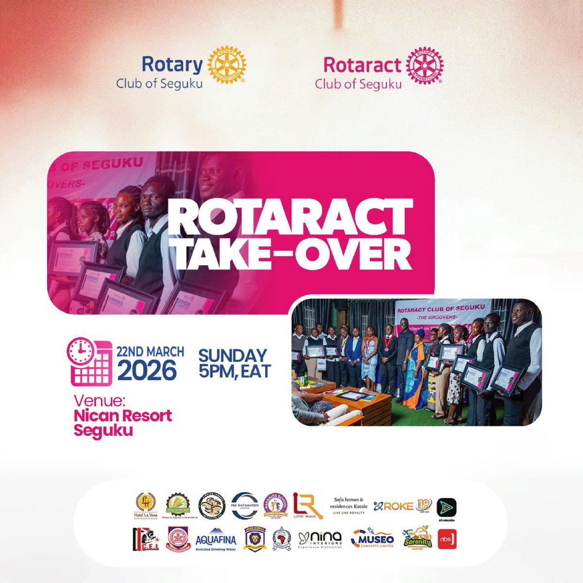 Rotaract_Seguku's tweet photo. ✨Rotaract Take-Over Fellowship ✨

Join the Rotaract Club of Seguku as we officially take over leadership from the Rotary Club of Seguku in an evening of fellowship and celebration of young leaders in action.

📅 22 Mar 2026 | ⏰ 5PM
📍 Nican Resort, Seguku

#RotaractTakeOver https://t.co/ZOqCopMyhO