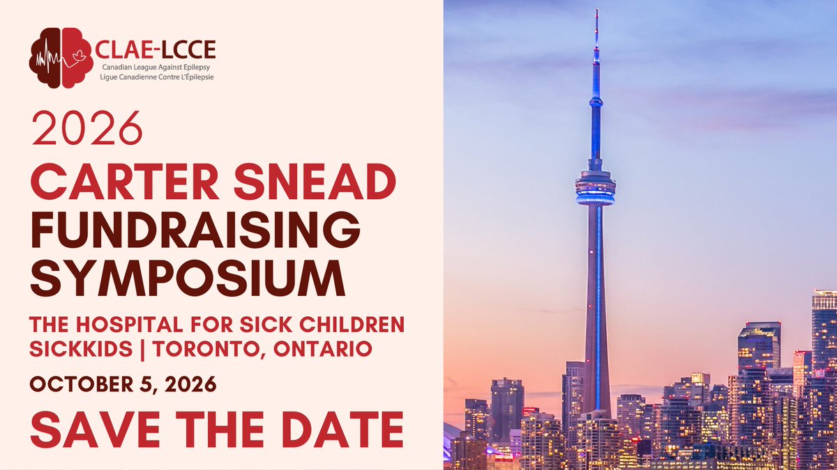 CLAE_LCCE's tweet photo. Save the Date! 2026 CLAE Dr. Carter Snead Fundraising Symposium  
October 5, 2026 | SickKids, Toronto  

Join us for a full-day program honoring Dr. Snead’s work in paediatric epilepsy surgery. Proceeds support the CLAE Fellowship Award.  

More details at https://t.co/qJirajAluy https://t.co/5kd9NvvRs3