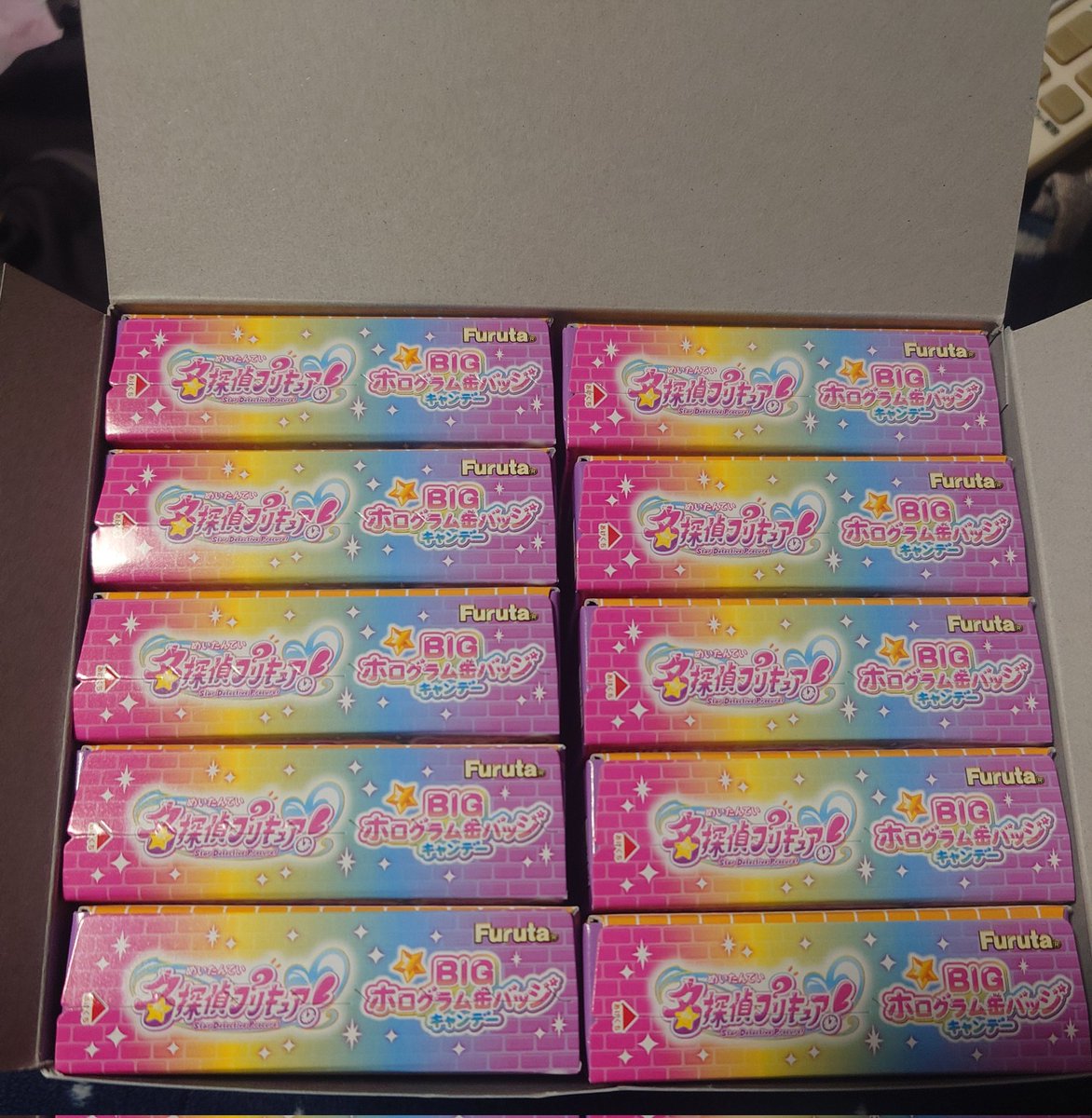 フルタ製菓名探偵プリキュアBIGホログラム缶バッジキャンデー開封