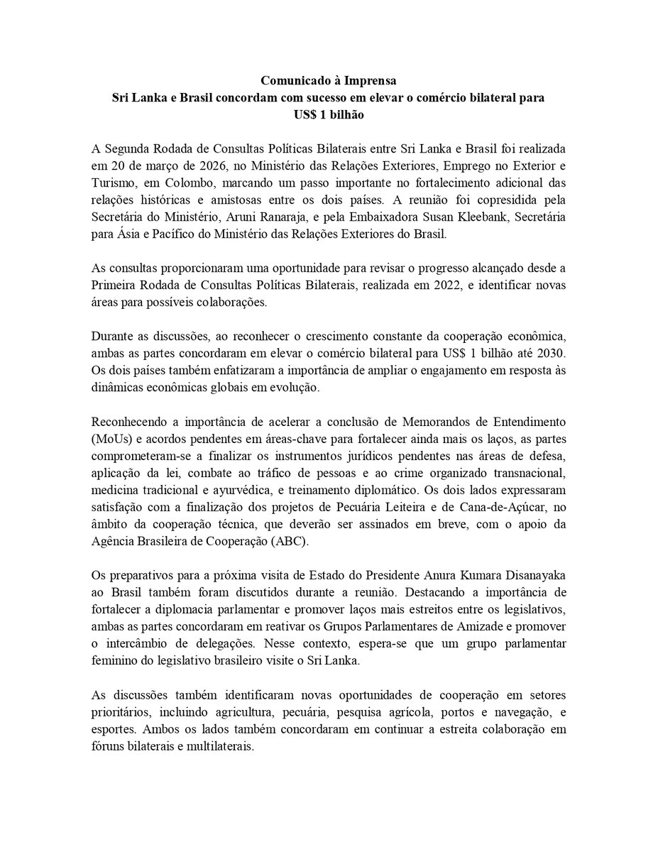 Embaixada do Sri Lanka no Brasil tweet media