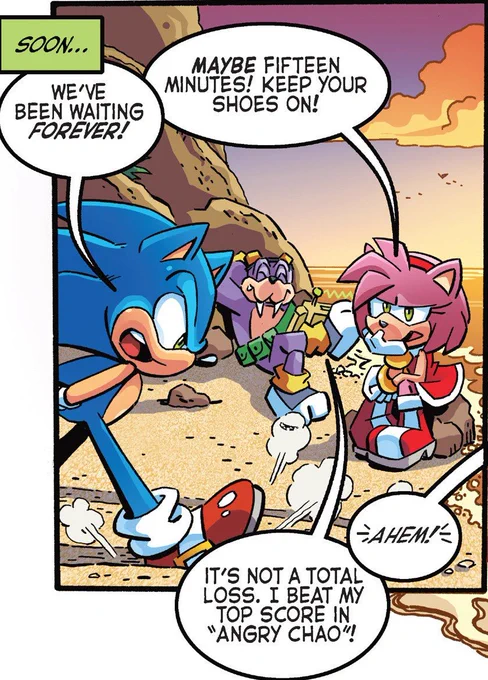 In Archie's Sonic the Hedgehog comics, the mobile phone game "Angry Chao" exists, which is an obvious parody of the massively popular mobile game Angry Birds. 
