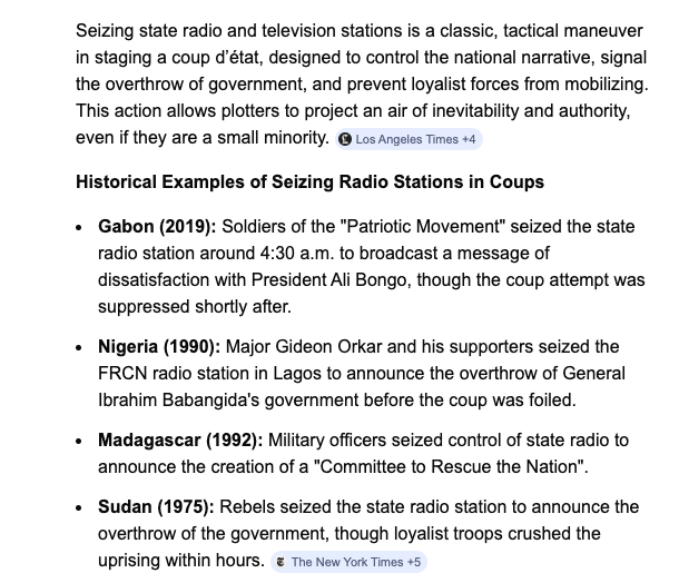 VicIsherwood's tweet photo. @polblonde @BBCWomansHour The old tactic for staging a coup d'etat - "first, seize the radio station". #JenniMurray @BBCwomanshour #BBC #WomensRights #SingleSexSpaces #TRAs #TransActivism #MRAs #Mermaids #JustAGirl15minDramaSlot5hoursPropaganda https://t.co/niQgzxEsfb