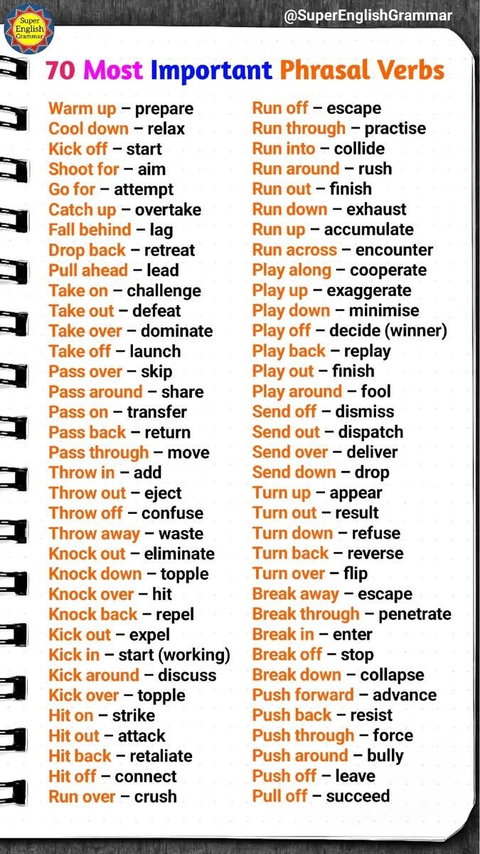 TheEngIishGuide's tweet photo. 70 Phrasal Verbs You Must Know https://t.co/h435XYpHBa