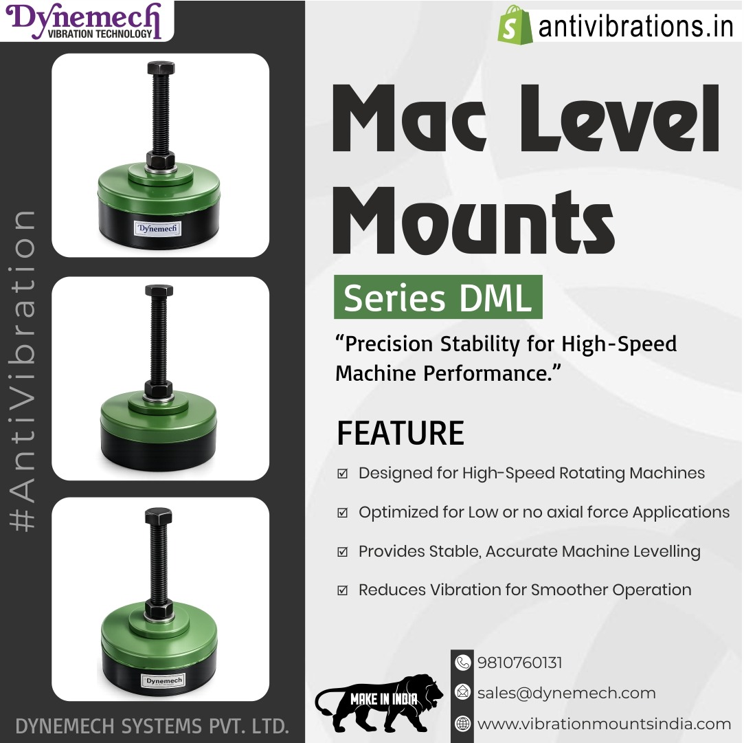 dynemech's tweet photo. 𝗗𝘆𝗻𝗲𝗺𝗲𝗰𝗵 𝗠𝗮𝗰 𝗟𝗲𝘃𝗲𝗹 𝗠𝗼𝘂𝗻𝘁𝘀 – 𝗦𝗲𝗿𝗶𝗲𝘀 𝗗𝗠𝗟

#AntiVibration, #Dynemech, #AntiVibrationMounts, #AntiVibrationPads, #VibrationControl, #MachineLeveling, #IndustrialAutomation, #CNC, #Manufacturing, #PrecisionEngineering

+91 9810760131
sales@dynemech.com https://t.co/QI9PUK06Dj