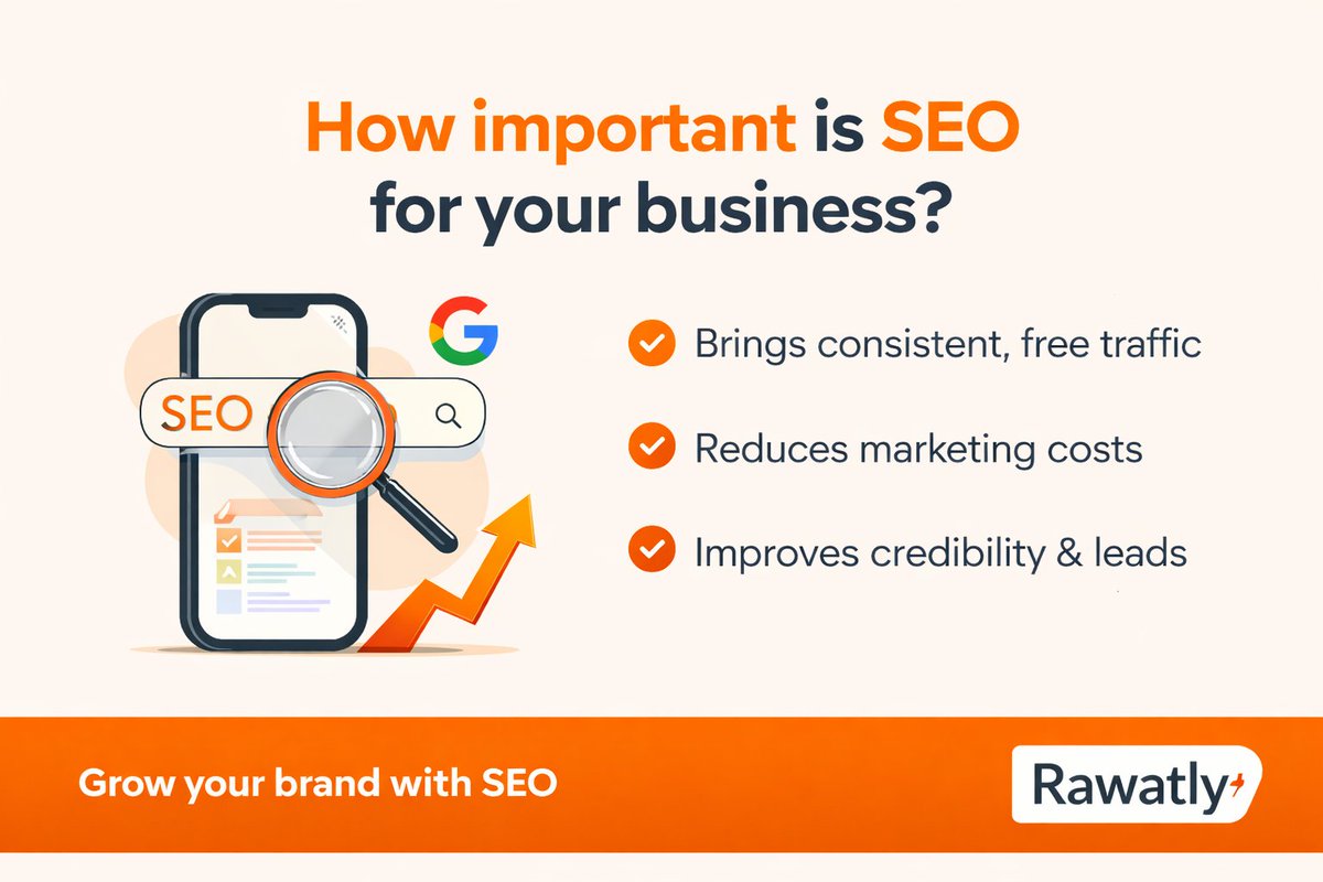 rawatly's tweet photo. How Important is SEO for Your Business?

Most businesses focus only on ads…
But real, long-term growth comes from SEO 👇

💬 Want to grow your business with SEO? Let’s connect.

#SEO #DigitalMarketing #OrganicGrowth #PerformanceMarketing #Rawatly #BusinessGrowth https://t.co/aB6YWN6ejC