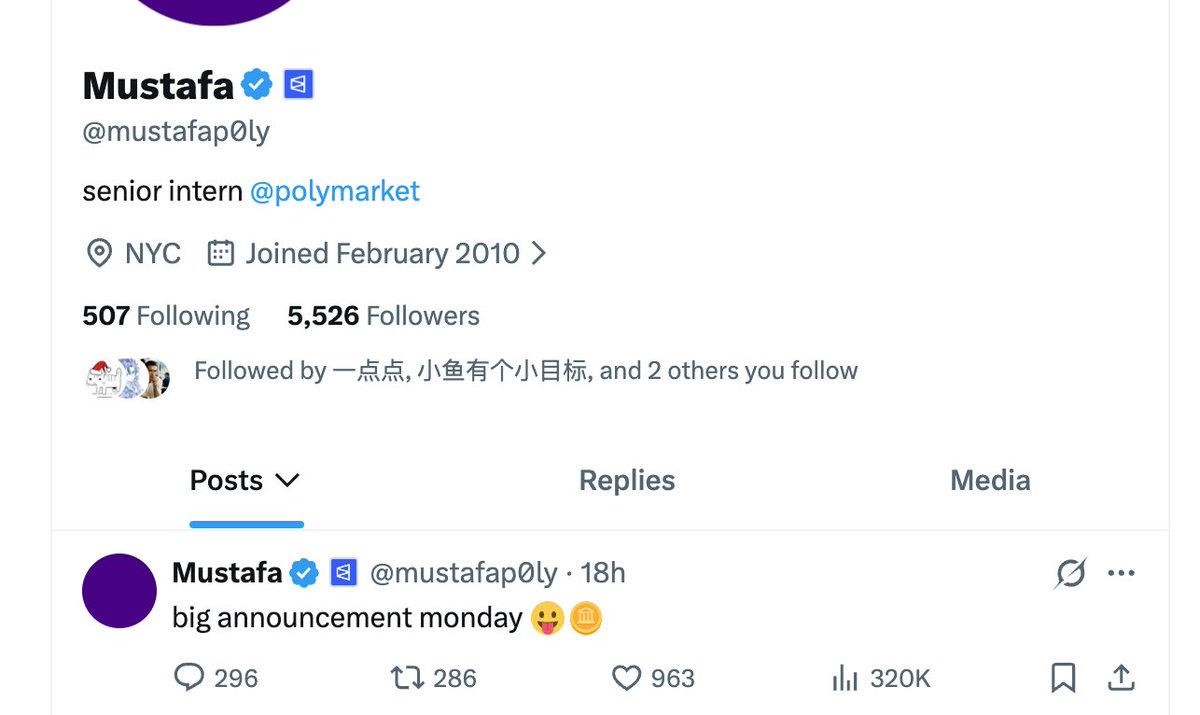 AlphaNerdCrypto's tweet photo. 猜猜周一Polymarket会有啥大声明？难道要开始收手续费了么？ https://t.co/XAG3sFiize