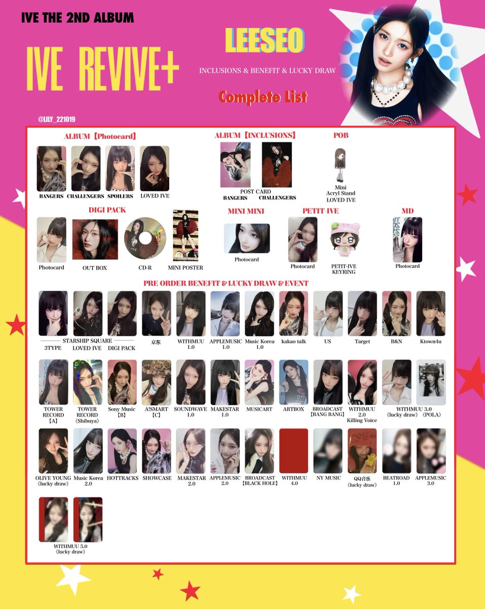 IVE【REVIVE+】 封入&特典 トレカ 一覧🩷💫 Photocard List ver.6 追加