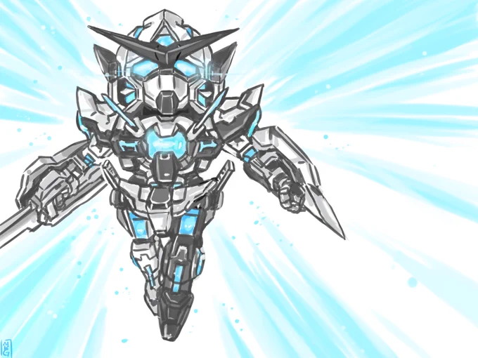 ホロとガンダムコラボのMS単品絵。今月は久々にメカ描いてるな。