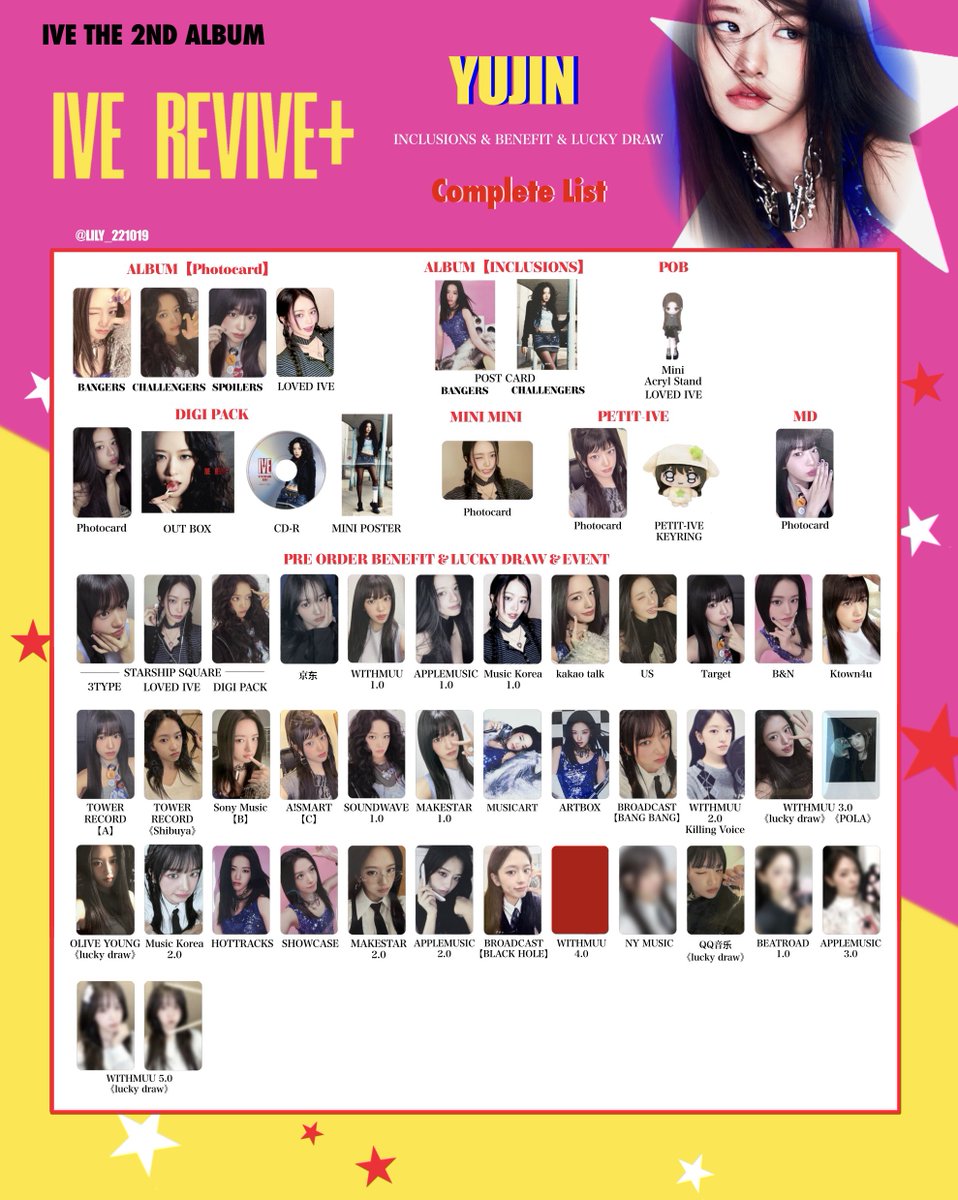 IVE【 REVIVE+ 】 封入&特典 トレカ 一覧 🩷💫 Photocard List ver.6
