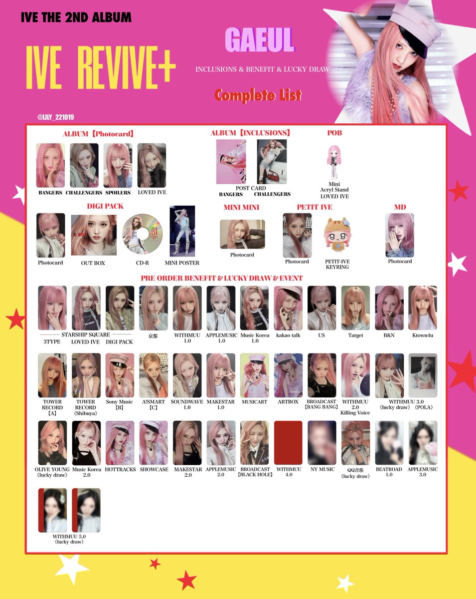 IVE【 REVIVE+ 】 封入&特典 トレカ 一覧 🩷💫 Photocard List ver.6