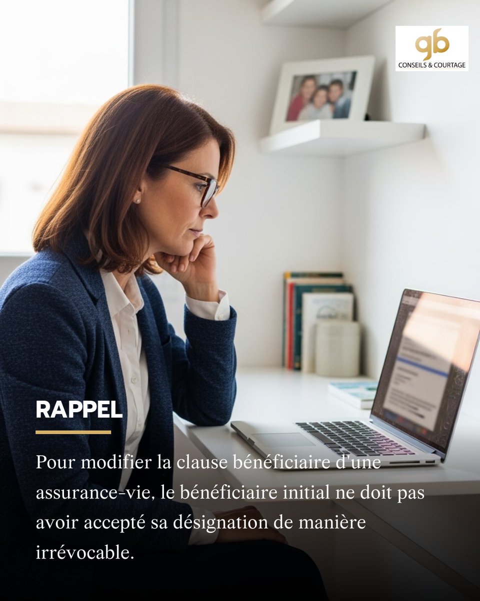 GbCabinet's tweet photo. Modifier la clause bénéficiaire d'une assurance-vie peut sembler complexe, mais c'est souvent nécessaire pour s'assurer que le capital ira à la bonne personne. 📍 Pour ce faire, il faut d'abord vérifier si le bénéficiaire initial a accepté sa désignation de manière (1/3) https://t.co/BxindLzv7E