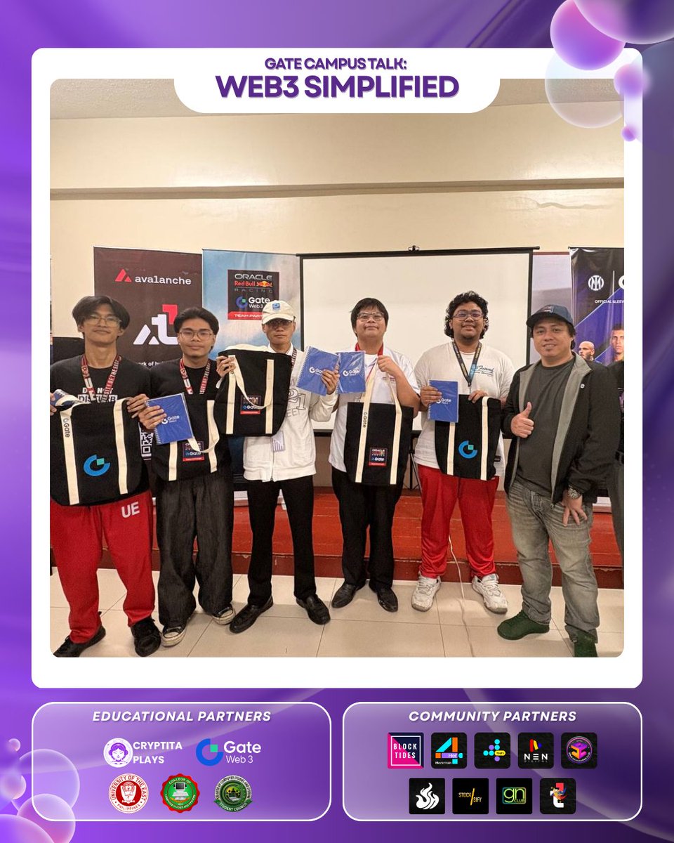 Brought Web3 education to UE Manila.

GATE Campus Talk: Web3 Simplified covered blockchain, DeFi, security, #GateAI, and #GateLearn — all focused on making Web3 easier for students to understand.

linkedin.com/posts/gateai-g…