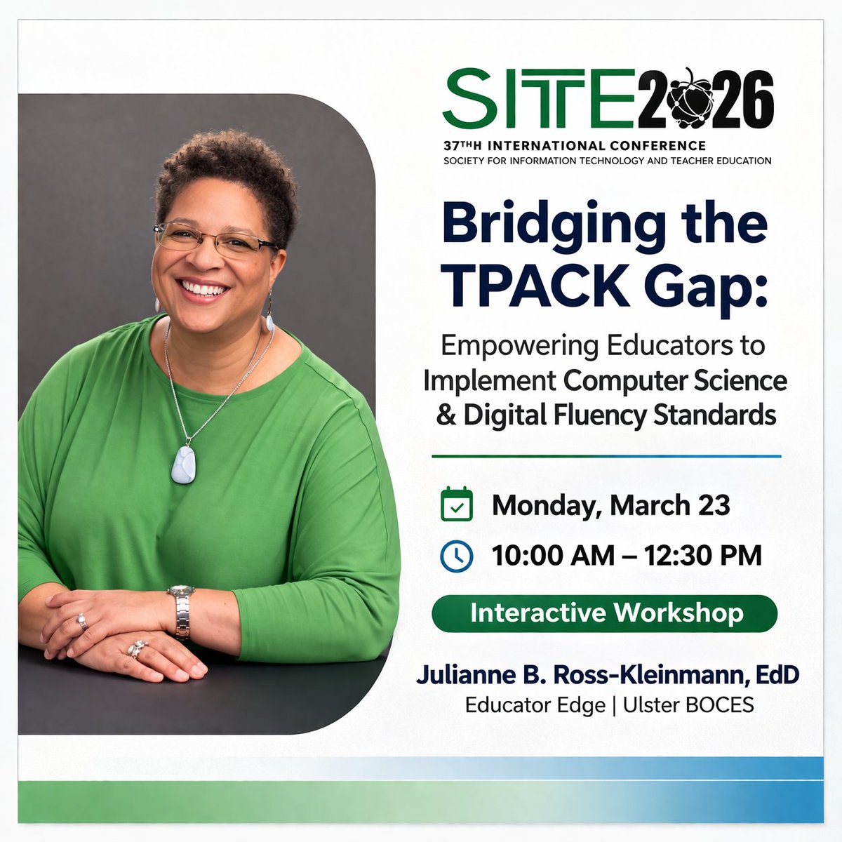 JBR_Kleinmann's tweet photo. @SITEconf Excited to present at #SITE2026!
Bridging the TPACK Gap → turning research into real classroom design. Hope to see you there! https://t.co/NZzLUGU9ph