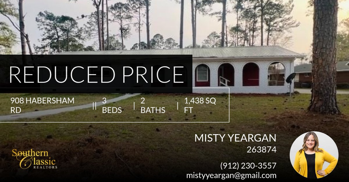 MistyYeargan's tweet photo. 📍 Reduced Price 📍 This recently reduced home at 908 Habersham Rd in Valdosta won't last long, so, don't wait to set up a showing! Reach out here or at (912) 230-3557 for more information! https://t.co/TuTRL7gGrf https://t.co/5QNDoPkBNy