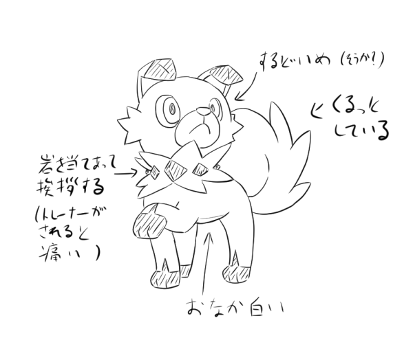 #ポケモン週末レポート
デジモンやイナイレのイメージも強いやぶのてんや先生の「ポケットモンスターホライズン」(海外版リコロイではない)の主役ポケモン。USUM早期購入特典、剣盾レイド、SV固定シンボル等で手に入るマイペースイワンコ（たそがれのすがたに進化）はHOMEでは通常とは別のすがた扱い。