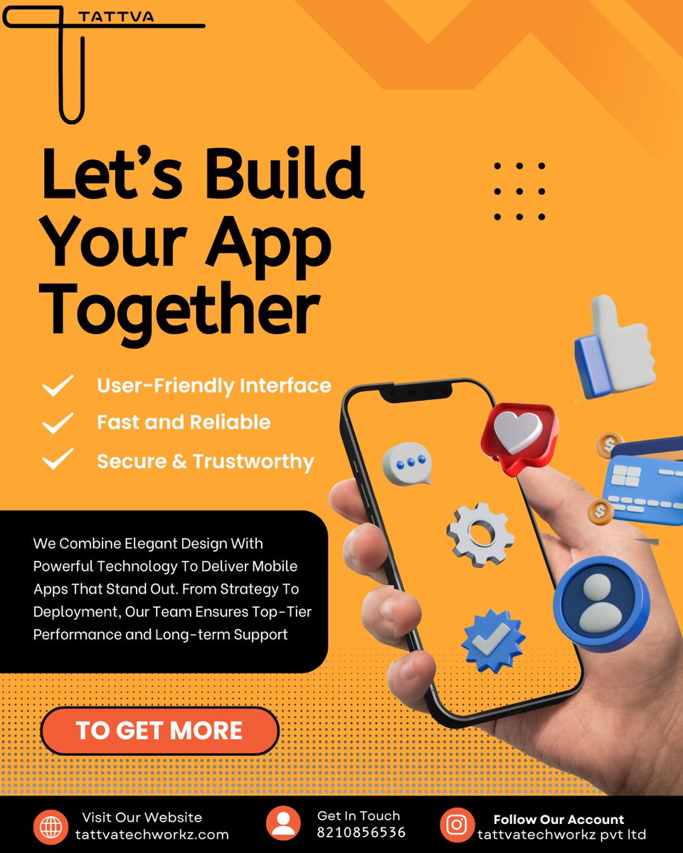 Tattvatechworkz's tweet photo. Turn Your Vision Into a High-Performance Mobile App with Tattva 🚀

In today’s digital-first world, your mobile presence is your handshake. At Tattva, we combine elegant design with powerful technology to deliver apps that truly stand out in the marketplace. https://t.co/okU9XTiUa5