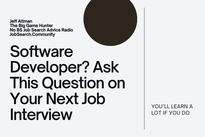 TheBigGameHuntr's tweet photo. If you’re a developer, make sure you ask this question at the end of every job interview you go on. https://t.co/V1PHFT2GY4 #jobsearchtv #shorts #asktheexpert #asktheexperts #jeffaltman #jobsearchcommunity #developerinterview #softwareinterview #softwaredeveloperinterview https://t.co/sy6oDTODYM