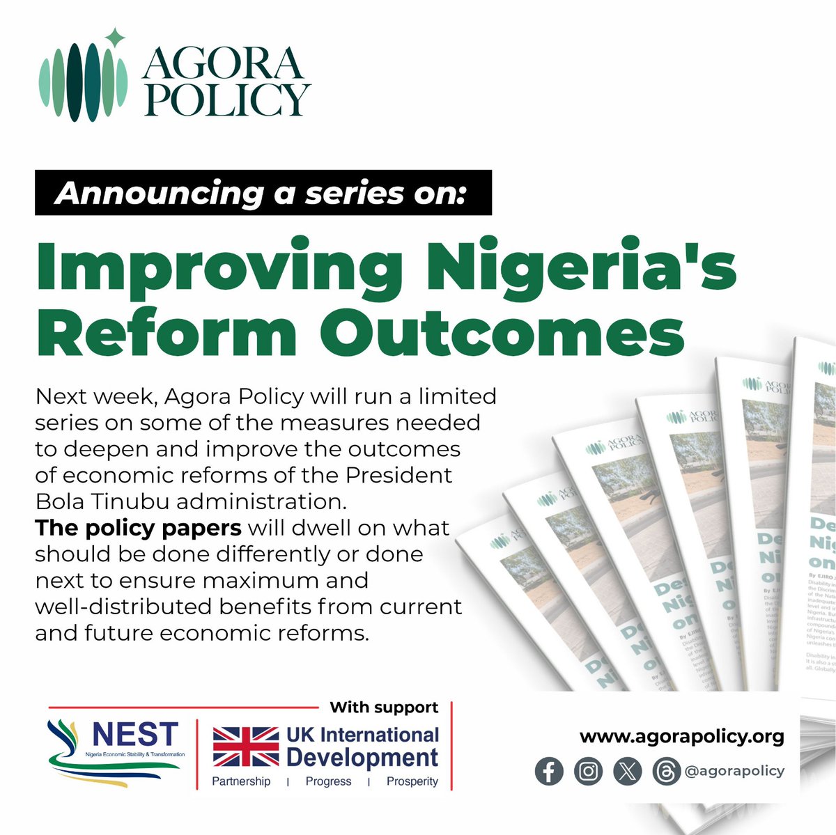 AgoraPolicy's tweet photo. 🚨Series Alert
Throughout next week, we will publish a series of policy memos aimed at deepening the approach to and the outcomes of economic reforms in Nigeria. Stay tuned.
#NESTProgramming
#NESTNigeria https://t.co/YyhwZQ6Hgw