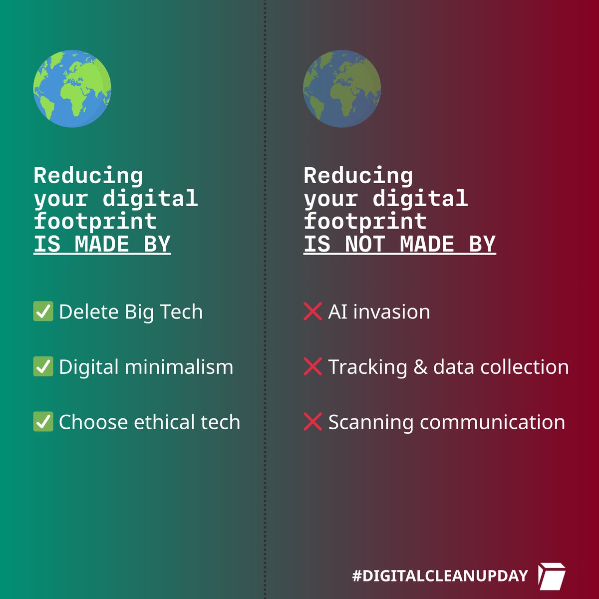 TutaPrivacy's tweet photo. Let's remind everyone our Digital Footprints do have an impact. 📱🌍
Spread the word!
#DigitalCleanUpDay https://t.co/mkPhuc1u0x