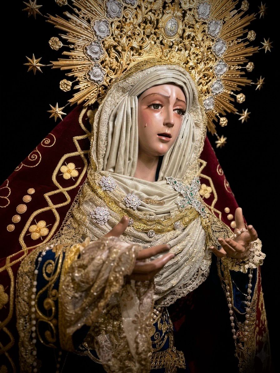 clemencia_fe's tweet photo. Así luce ataviada para nuestra SALIDA PROCESIONAL nuestra titular, la Santísima Virgen de la Fe y Entrega #virgendelafe #clemenciayfe #clemenciayfe26 #cuaresmaenclemenciayfe #salidadeclemencia https://t.co/3tJQuD83KR