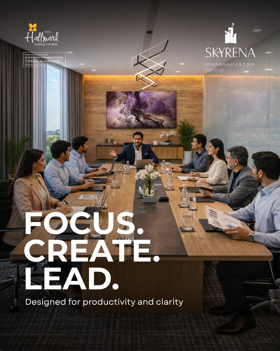 HallmarkBuilder's tweet image. From brainstorming sessions to client meetings, Skyrena provides a professional environment that inspires focus and success.
Every discussion deserves the right space
.
.
#HallmarkSkyrena #WorkSmart #MeetingRoomGoals #LifeAtSkyrena #ThoughtfulSpaces #ProfessionalLiving.
