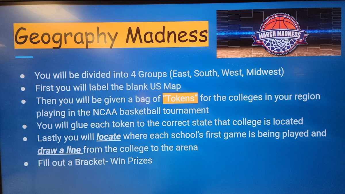 MarieDeener's tweet photo. Geography madness this week. Combining Geography skills with basketball for the win. @KEDC1 @kedc_epic @KEDCGrants https://t.co/GFAbOSo8F2