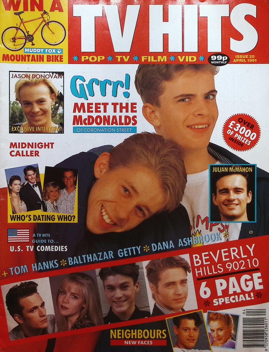 TvDidYouSee's tweet photo. #OnThisDay from April 1991 - TV HITS
FACE TO FACE with #SimonGregson and Nick Cochrane, aka the McDonald twins from #CoronationStreet: "I'd love to be stuck in the snow with Dannii Minogue!"
NEIGHBOURS SPECIAL - New faces in #Neighbours, including Lucinda Cowden. https://t.co/DTViy9JNzd