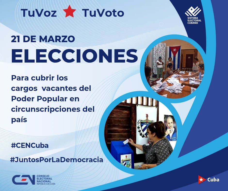 #CENCuba/ 🇨🇺
Nueva jornada electoral para cubrir plazas vacantes de delegados del #PoderPopular
#TuVozTuVoto