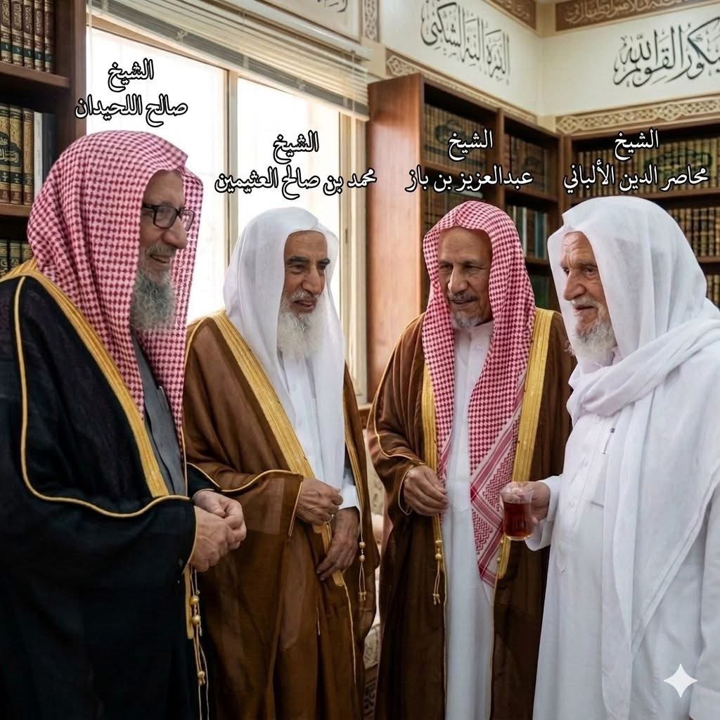 ssnady592's tweet photo. صورة تجمع أصحاب السماحه والفضيله ابن باز وابن عثيمين واللحيدان والألبانى رحمهم الله. https://t.co/EUp8p3Hj6c
