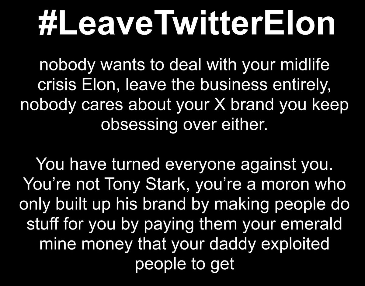 NoreenArmiel's tweet photo. @NewsWire_US I don't understand why, but he really needs to go now.
#LeaveTwitterElon #FireElonMusk #BringBackTwitter #BringBackTheBird https://t.co/nDpwmyagxc