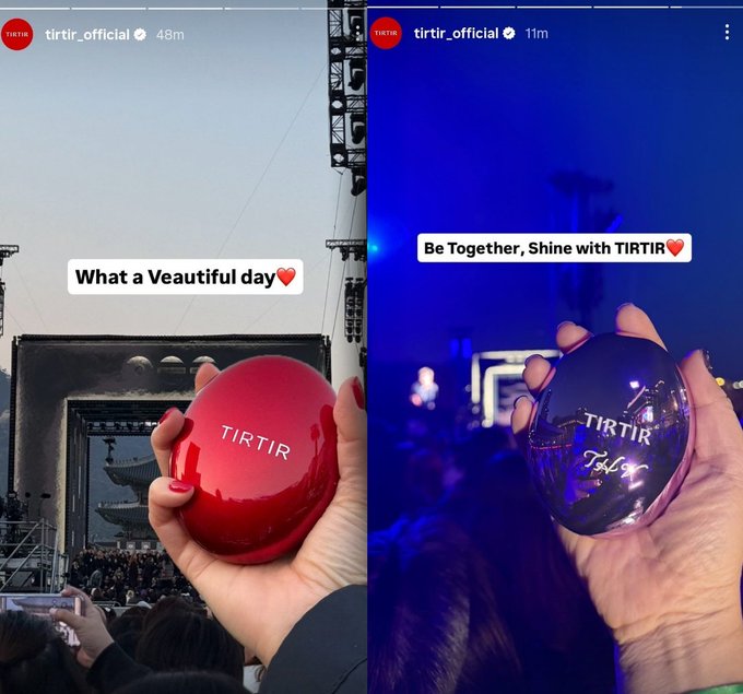TIRTIR just shared new stories from Gwanghwamun, showing their excitement and support for the comeback and return to the stage of their global brand ambassador, Kim Taehyung❤️‍🔥

"What a Veautiful day❤️"
"Be Together, shine with TIRTIR ❤️"

#TAEHYUNGxNETFLIX
#TaehyungxTIRTIR