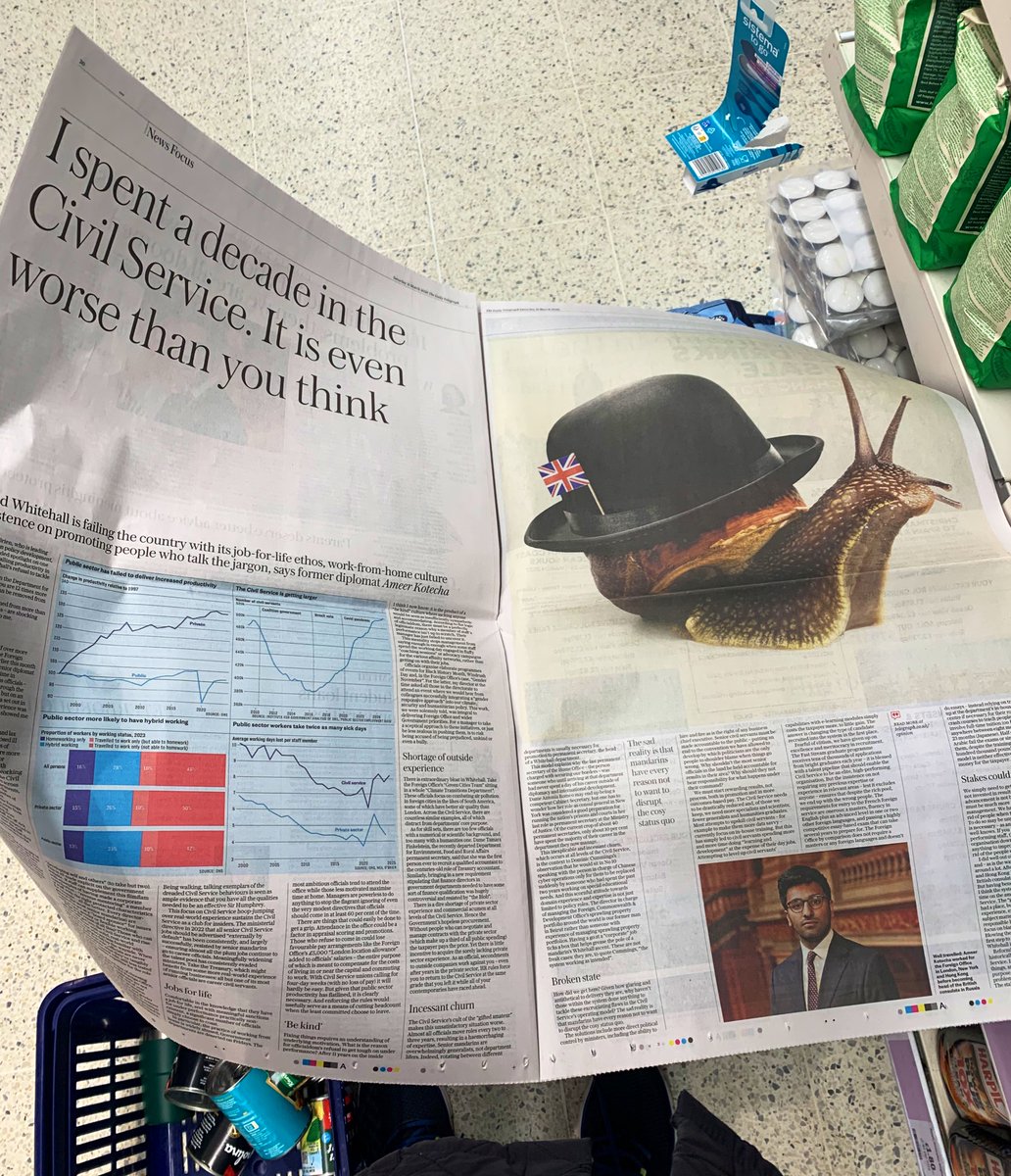 Ameer_Kotecha's tweet photo. I have written today in the @Telegraph what’s wrong with the civil service and how we fix it. 

It is obviously not exhaustive - and I will be continuing to write on this theme - but I’m grateful to have been given the Saturday essay slot which enables 2500 words to properly dig into some of the key problems and to give practical solutions.

The reforming task ahead is daunting but I believe it’s a non-negotiable if we are to genuinely fix our country