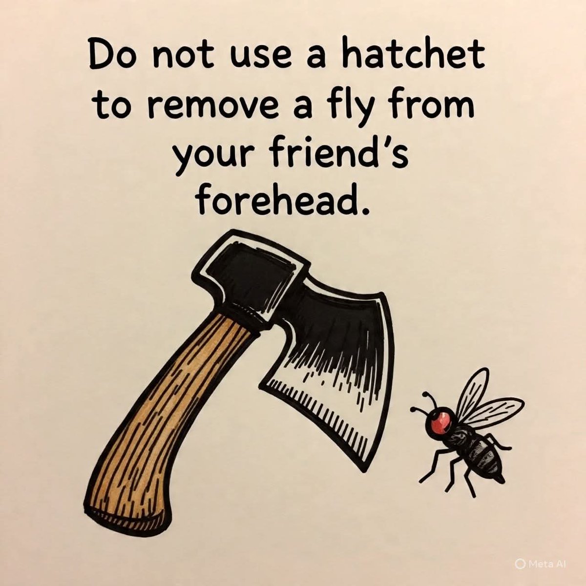 "Do not use a hatchet to remove a fly from your friend's forehead"

-Old Chinese Proverb
