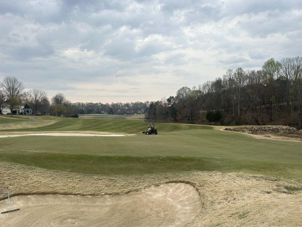 Rise &amp; Shine NS! 9:30 Shotgun this morn! We finished the first cut on Fwys &amp; app yest.for the tourn. Course set up @ pin 2. Greens mower HOC lowered to .125. Blowing &amp; mowing greens. We still aren’t full staff to roll before 9:30 torn. Raking greenside bunkers. Enjoy your round.