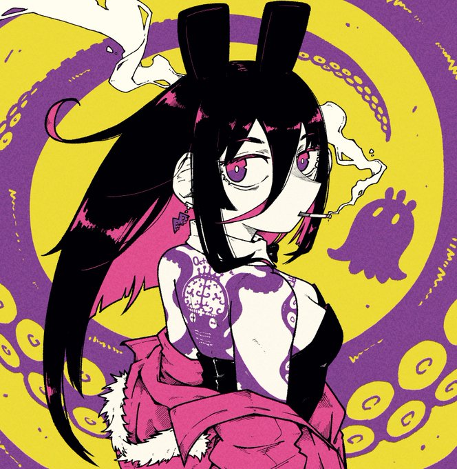 刺青バニーガールを描いております。
 #三連休はフォロワーさんが増えるらしい 