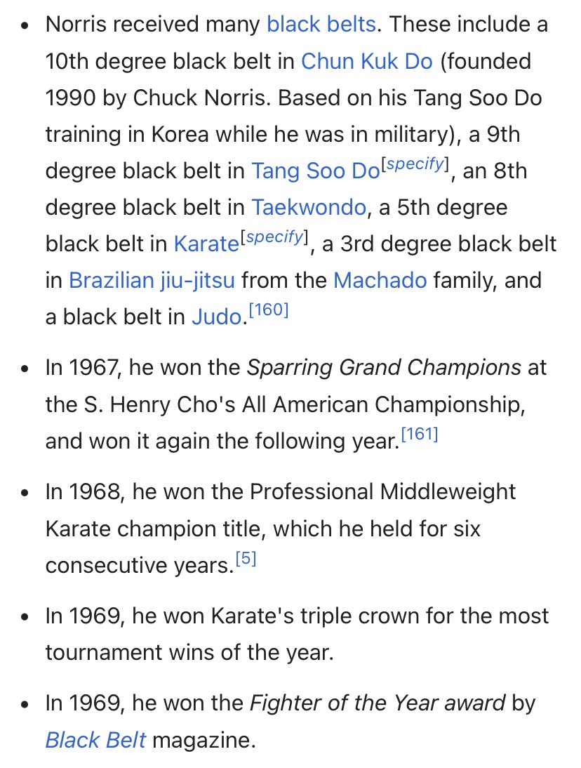 Publications focusing on Chuck Norris as an actor or political activist are comically off base.  The guy was the best of the best in the martial arts for years.