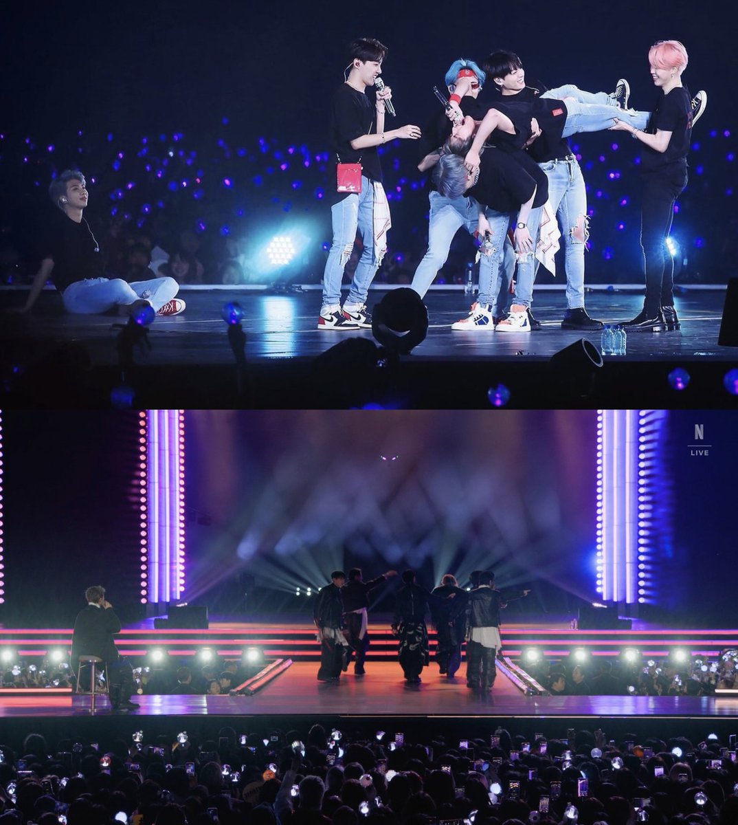 Namjoon siempre mira con cariño a los demás miembros, como si fueran lo mejor que le ha pasado en la vida 🩷

Es un papá orgulloso