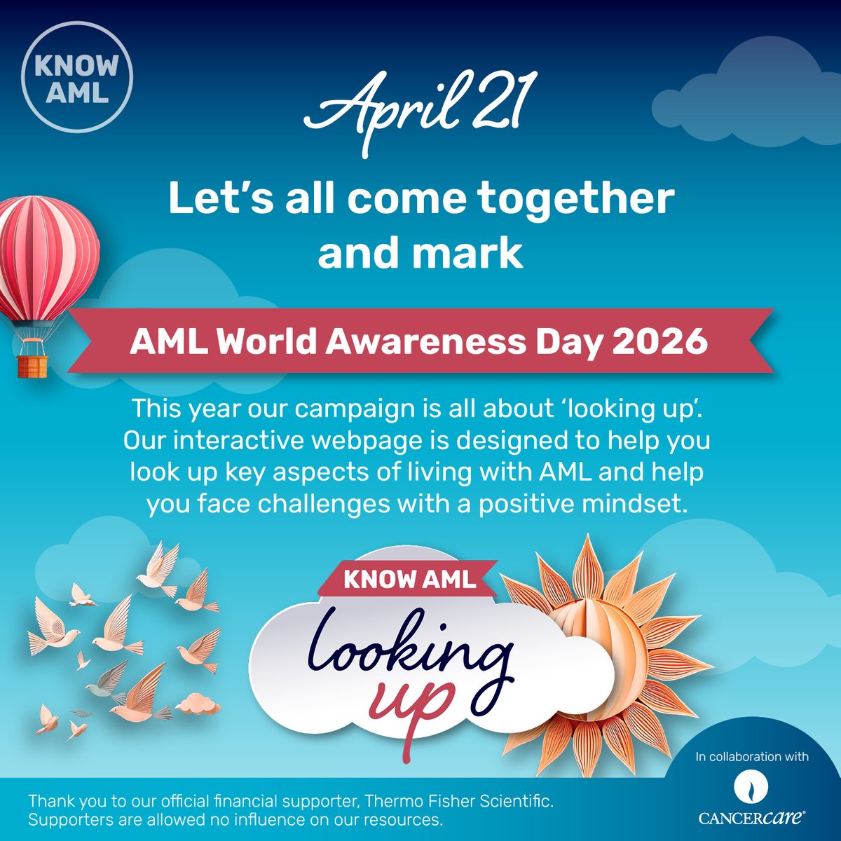 KNOW_AML's tweet photo. 1 month to go! 

This year, our AML World Awareness Day campaign, ‘Looking up’, aims to: improve understanding of AML, provide support for patients with AML and their caregivers, and unite the community to raise awareness of AML. 

Visit our website: https://t.co/QVPvJ2d28k  

#KnowAML #AMLWorldAwarenessDay #Cancer #Leukemia #Leucemia