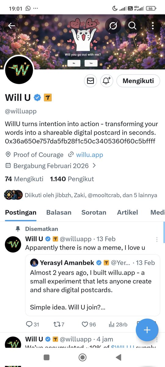 oldbnbarmy's tweet photo. @xiocrypto @willuapp @tutorialtoken @YerasylAmanbek Done 

#WillU https://t.co/3KoyfYBIQw