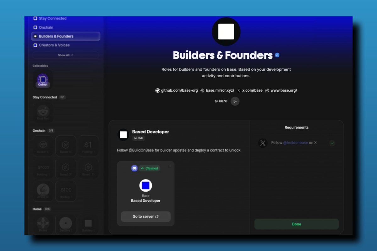 claim the base builders & founders role 1. base guild 🔗 guild. xyz/base ...