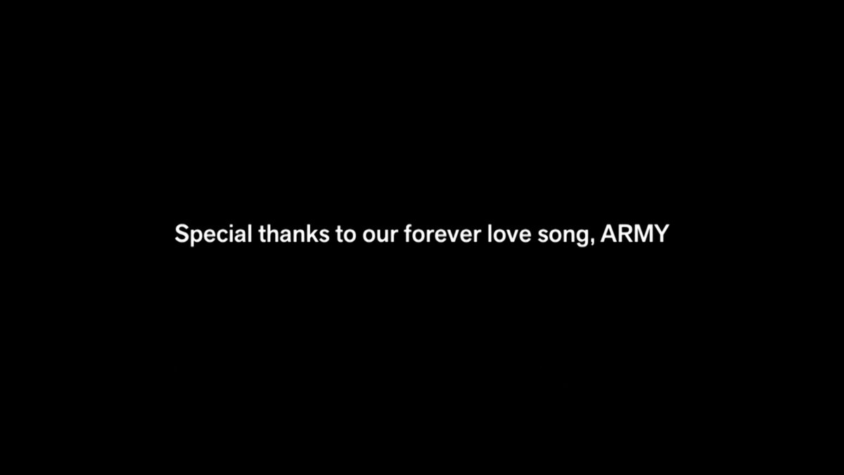 "special thanks to our forever love song, ARMY"
