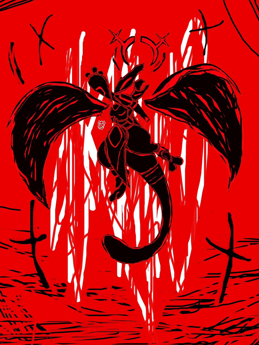 TmNacht's tweet photo. Armored! Mewtwo in the ULTRAKILL album art style (yes he’s taking on the role of Gabriel here)
#Pokémon
#ultrakill
#fanart
#fanartcrossover https://t.co/nz9CopG07A