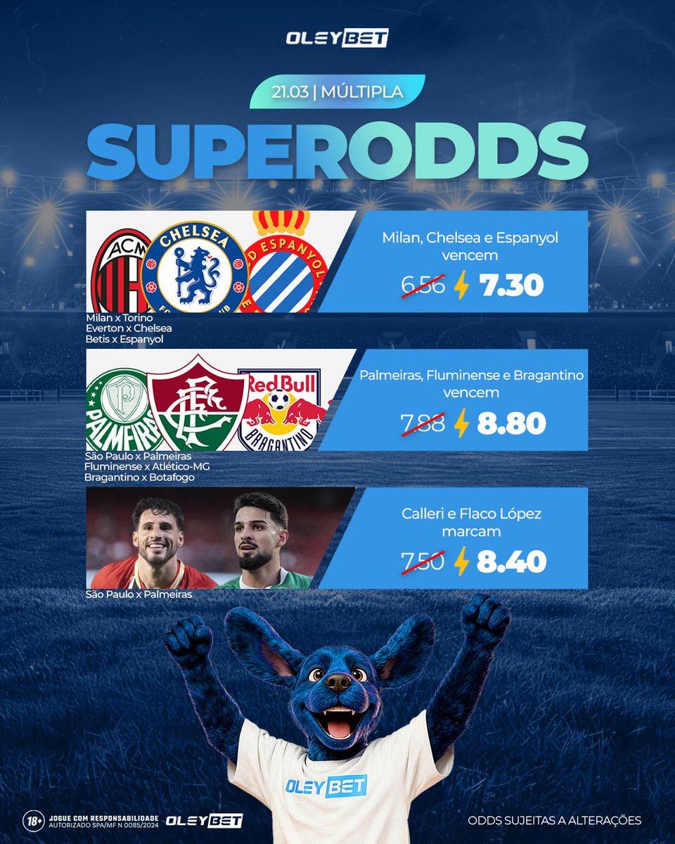 Oleybet_br's tweet image. Sábado de bons jogos na área! 👀

Já liberamos as odds do dia e as SuperOdds pra quem quer aproveitar as melhores oportunidades do dia. 

📲 Monte seu bilhete agora: oleybet.bet.br

#Oleybet #OleyBrasil #SuperOdds #OddsDoDia
