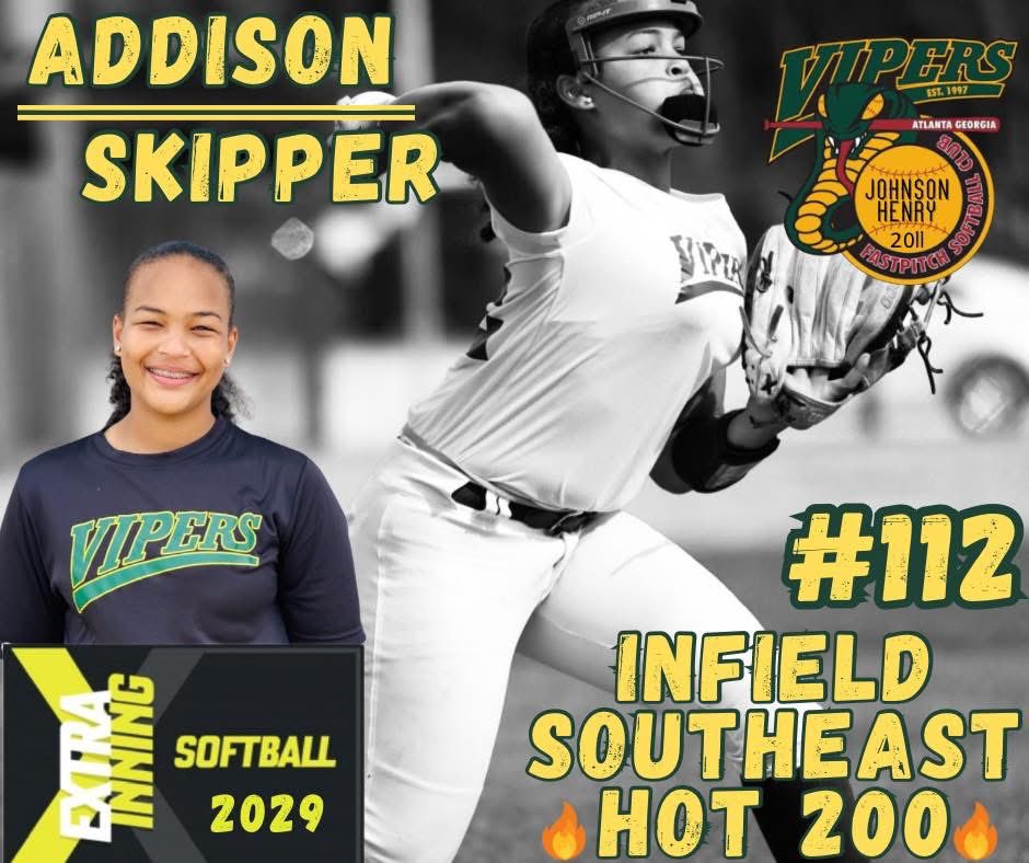 VipersJ_H2011's tweet photo. Congratulations Class of 2029 @AddySkipper and @audree_johnson7 on the recognition from @ExtraInningSB. Congratulations ladies! Way to put in the work! https://t.co/k6ioiCriSi