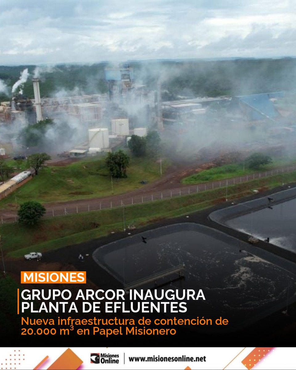 misionesonline's tweet photo. Grupo Arcor inauguró una planta de efluentes en Misiones, tras una infracción ambiental. 🏗️ La obra de 20.000 m³ de capacidad es clave para la adecuación a la normativa vigente. Conoce más: https://t.co/zbRsRJdPQK #Arcor #Misiones #Ambiente #Sostenibilidad https://t.co/qG5TZ0Dpxi