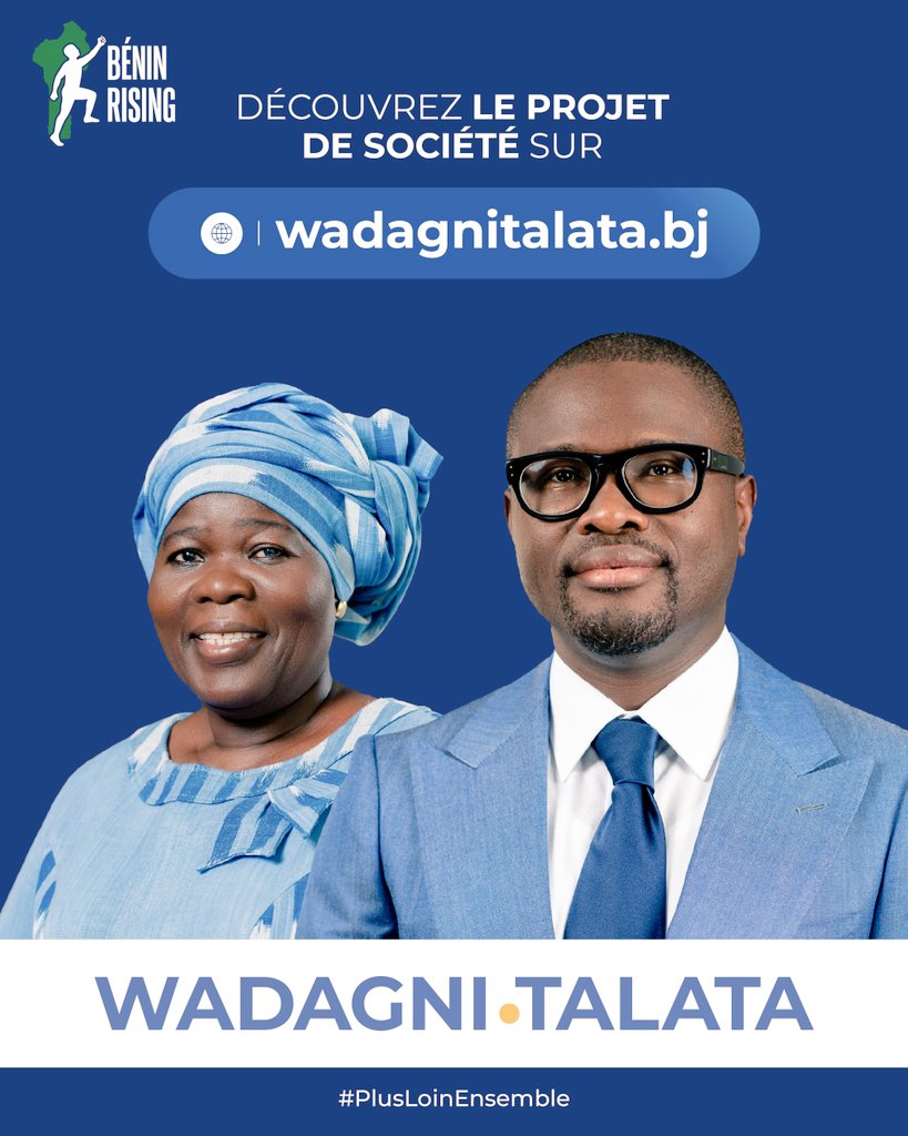 Beninrising's tweet photo. LE TEAM WADAGNI.TALATA 2026
Le programme Wadagni-Talata 2026 articule bien-être social, dynamisme économique et cohésion nationale en capitalisant sur 10 ans d'acquis tout en proposant 6 pôles de développement territorial. Un programme qui parle à tous  🇧🇯 https://t.co/XYtmg7Ys9A