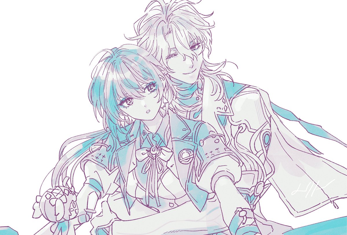 鳴潮
バイク二人乗り、ラハイロイ組女子は腰に腕まわしてくれると聞いて。
リュークも手を回してくれていいんだよ！？の落書き。
#luukrover