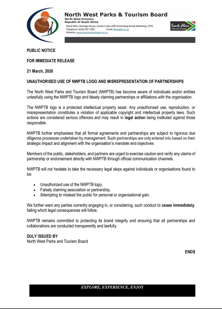 North West Parks & Tourism Board tweet media