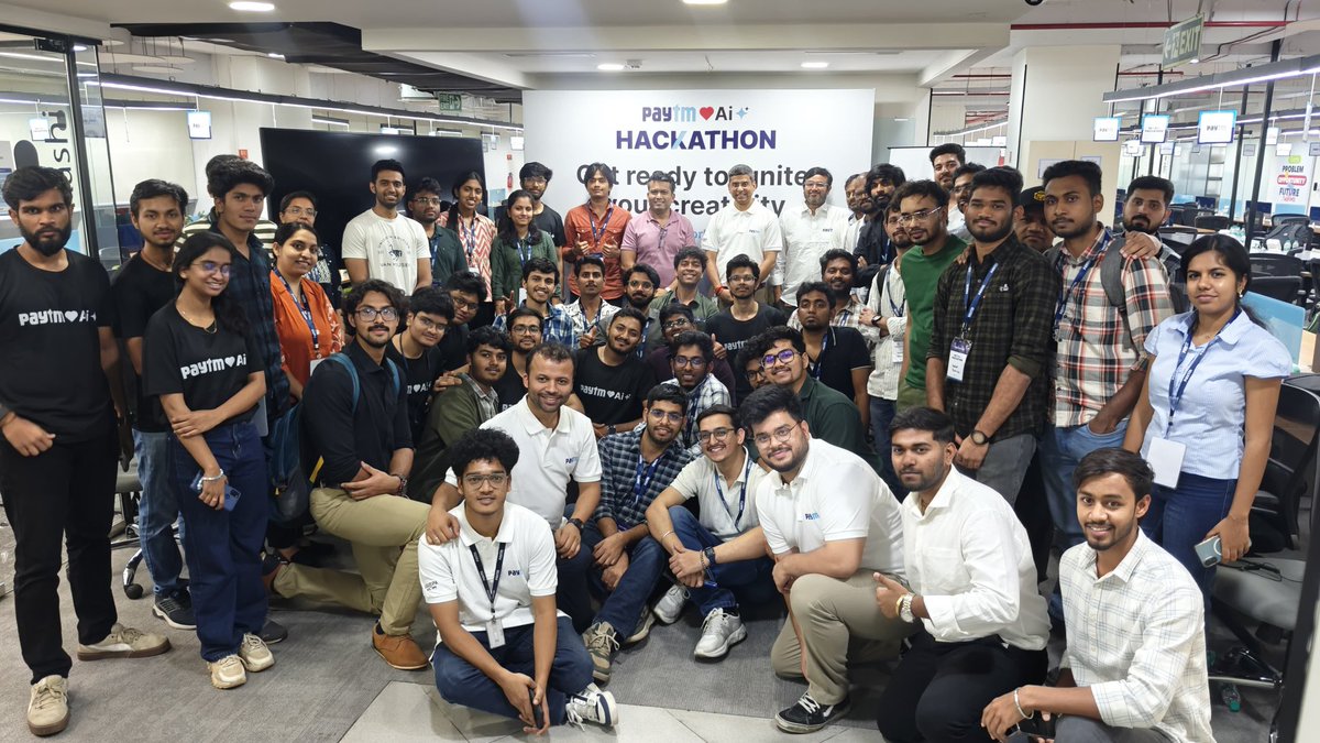 Paytm's tweet photo. The code ran, the ideas scaled, and the energy stayed electric ⚡

A big shoutout to all the brilliant minds who made the Paytm AI Hackathon an incredible showcase of innovation.
Can’t wait to see these ideas shape what’s next. 🤖
#PaytmKaro https://t.co/kiKR2P3KLJ